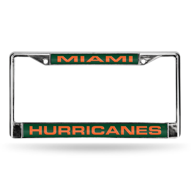 Mustang License Plate Frame Miami Green Laser Chrome Frame