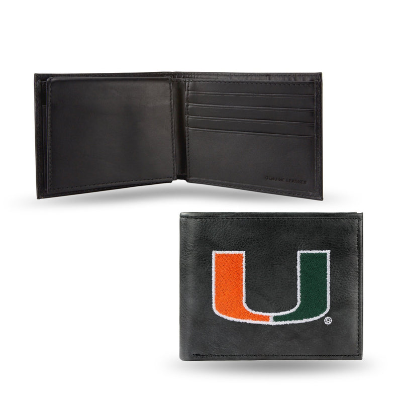 Leather Wallets For Women Miami Hurricanes Embroidery Billfold