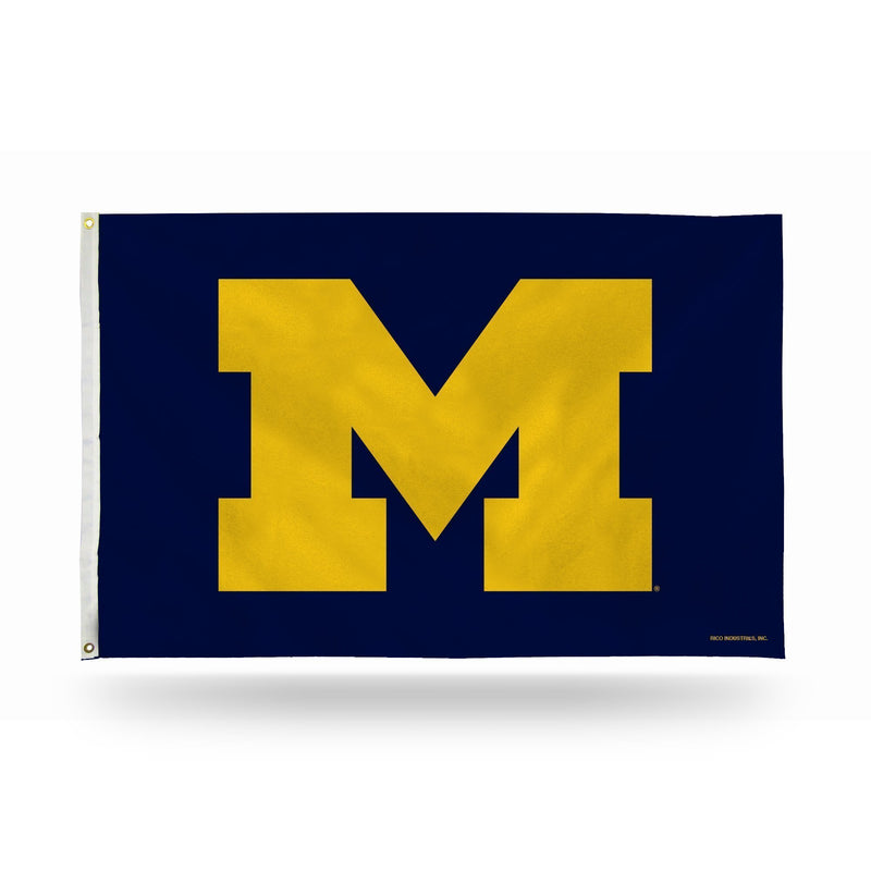 Banner Logo Michigan Banner Flag Yellow "M" On Navy Background