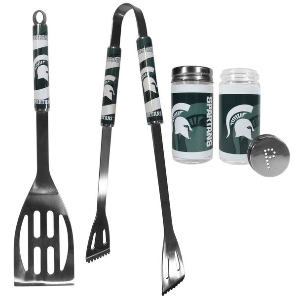 Michigan St. Spartans 2pc BBQ Set with Tailgate Salt & Pepper Shakers-Tailgating Accessories-JadeMoghul Inc.