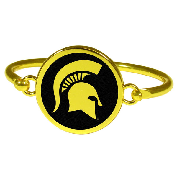 Michigan St. Spartans Gold Tone Bangle Bracelet-NCAA,Michigan St. Spartans,Jewelry & Accessories-JadeMoghul Inc.