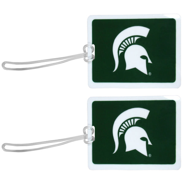 Michigan St. Spartans Vinyl Luggage Tag, 2pk-Luggage Accessories-JadeMoghul Inc.