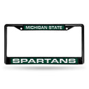 Black License Plate Frame Michigan State Black Laser Chrome Frame