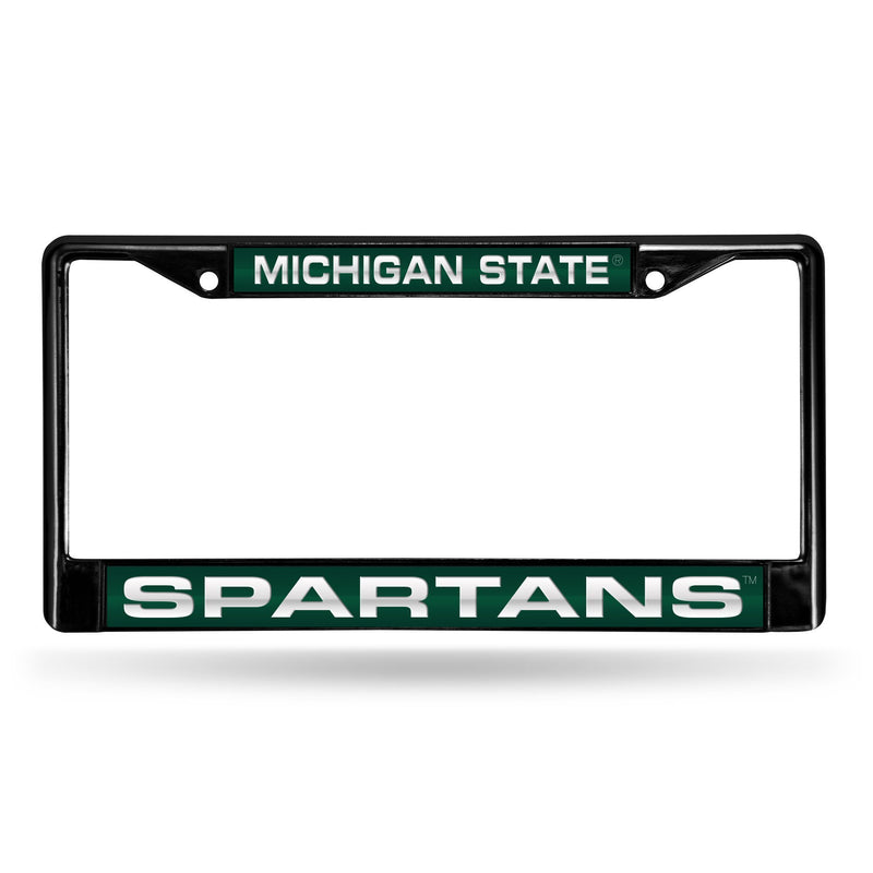 Black License Plate Frame Michigan State Black Laser Chrome Frame