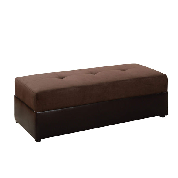 Microfiber and Leather Upholstered Ottoman, Espresso and Chocolate Brown