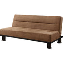 Microfiber Elegant Lounger With Column Legs, Brown-Living Room Furniture-Brown-Microfiber-JadeMoghul Inc.