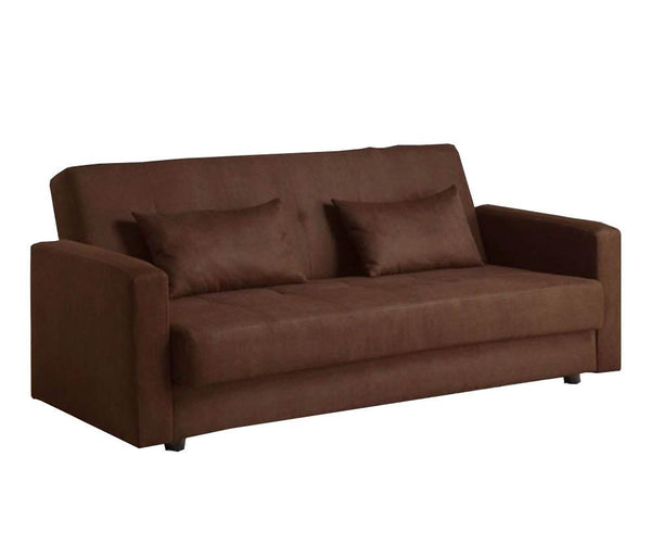 Microfiber Fabric Simplistic Sofa Futon, Brown-Sofas-Brown-Microfiber/Polyester/LurexCotton Canvas-JadeMoghul Inc.