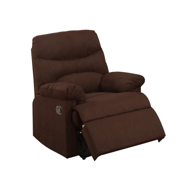 Microfiber Recliner With Cushioned Seat Brown-Recliner Chairs-Brown-Hardwood Microfiber-JadeMoghul Inc.