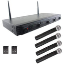 UHF Quad-Channel Fixed-Frequency Wireless Microphone System (4 handheld microphones)