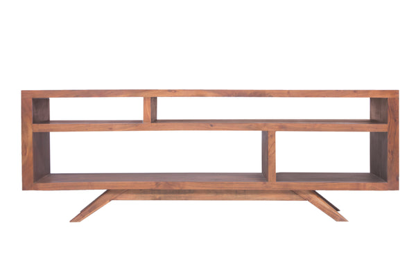 Mid Century Modern Acacia Wood Tv Unit With Splayed Legs, Walnut Brown-Living Room Furniture-Brown-Acacia Wood-Light Walnut-JadeMoghul Inc.