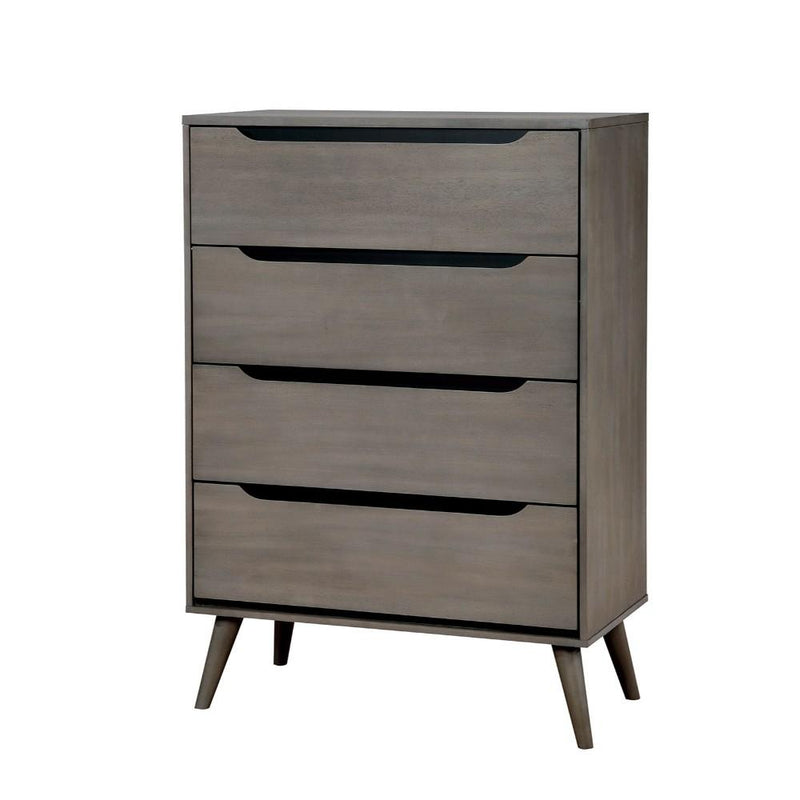 Mid-Century Modern Style Wooden Chest, Gray-Storage Chests-Gray-Solid Wood Wood Veneer & Others-JadeMoghul Inc.