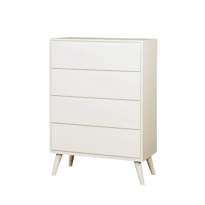 Mid-Century Modern Style Wooden Chest, White-Storage Chests-White-Wood-JadeMoghul Inc.