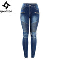 Mid Rise Biker Denim Jeans-blue-S-JadeMoghul Inc.
