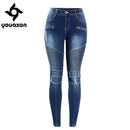 Mid Rise Biker Denim Jeans-blue-S-JadeMoghul Inc.