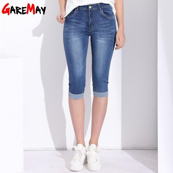 Mid Rise Blue Denim Knee Length Jeans-Blue-27-JadeMoghul Inc.