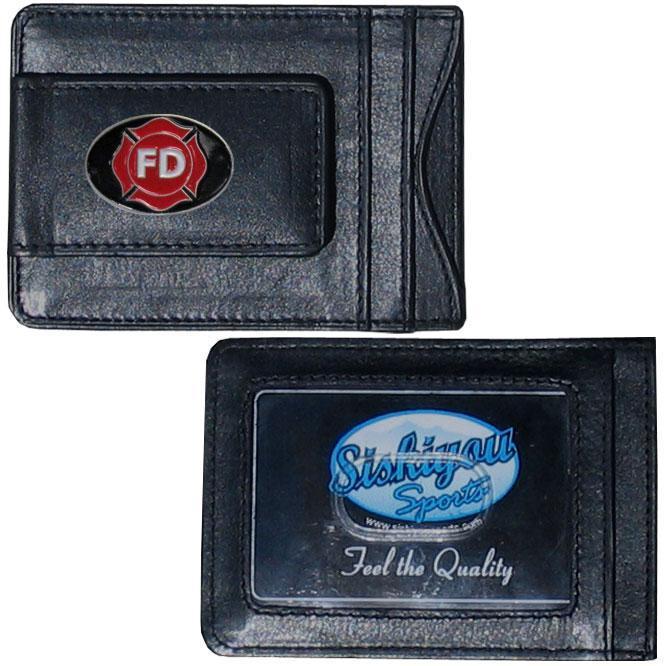 Military, Patriotic & Firefighter - Firefighter Leather Cash & Cardholder-Wallets & Checkbook Covers,Cash & Cardholders,Military, Patriotic & Firefighter Cash & Cardholders-JadeMoghul Inc.