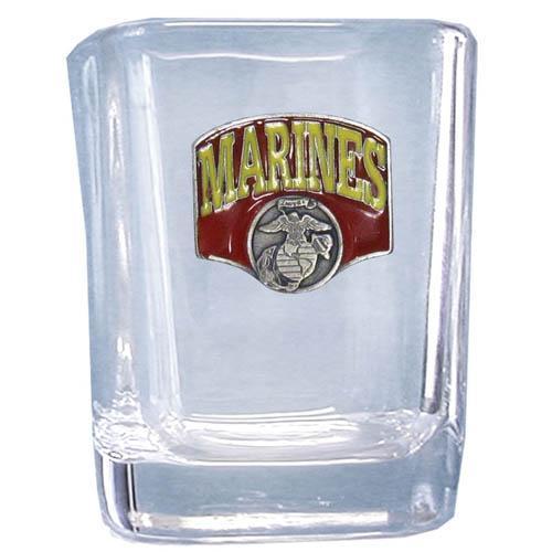 Military, Patriotic & Firefighter - Marines Sq. Shot Glass-Beverage Ware,Shot Glasses,Square Shot Glasses,Military, Patriotic & Firefighter Square Shot Glasses-JadeMoghul Inc.