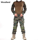 Tactical Camouflage Military Uniform Suit - Military Combat Shirt + Cargo Pants Knee Pads