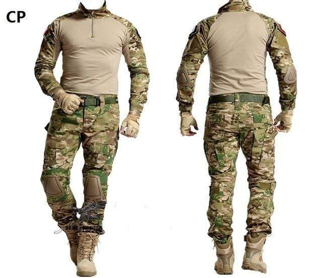 Tactical Camouflage Military Uniform Suit - Military Combat Shirt + Cargo Pants Knee Pads