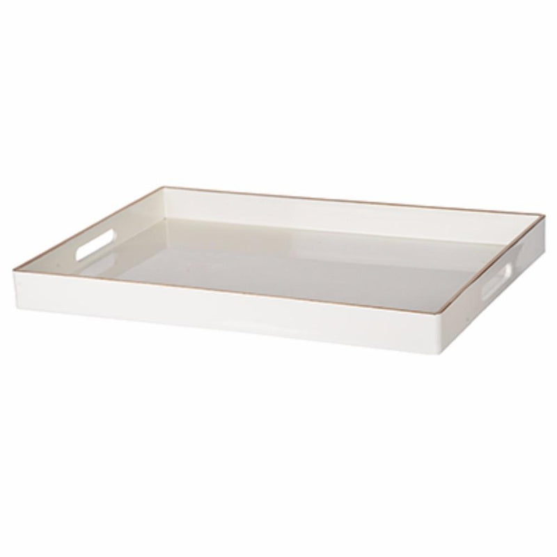 Mimosa Rectangle Tray With Cutout Handles, White-Serving Trays-White-plastic-JadeMoghul Inc.