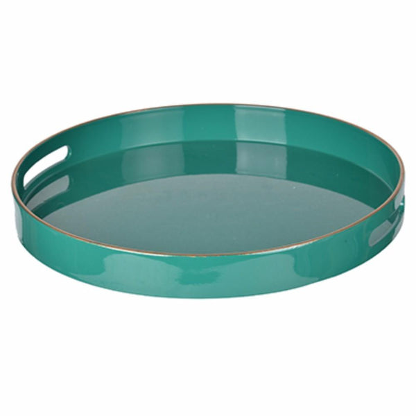 Mimosa Round Tray With Cutout Handles, Green-Serving Trays-Green-plastic-JadeMoghul Inc.