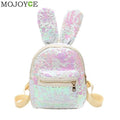 Mini Sequins Backpack Cute Rabbit Ears Shoulder Bag For Women Girls Travel Bag Bling Shiny Backpack Mochila Feminina Escolar New-L White-JadeMoghul Inc.