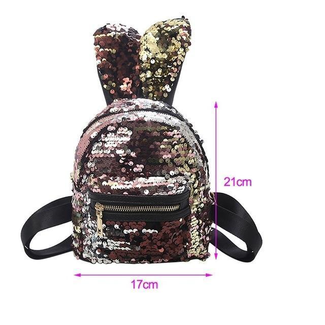 Mini Sequins Backpack Cute Rabbit Ears Shoulder Bag For Women Girls Travel Bag Bling Shiny Backpack Mochila Feminina Escolar New-S Gold-JadeMoghul Inc.