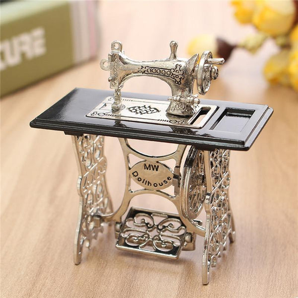 Miniatura Toy Vintage Miniature Sewing Machine Furniture Toys Gifts For 1/12 Doll House Decor Retro Children Toys Accessories--JadeMoghul Inc.