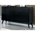 Minimal Style Mid-Century Modish Wooden Dresser, Black-Dressers-Black-Wood-JadeMoghul Inc.