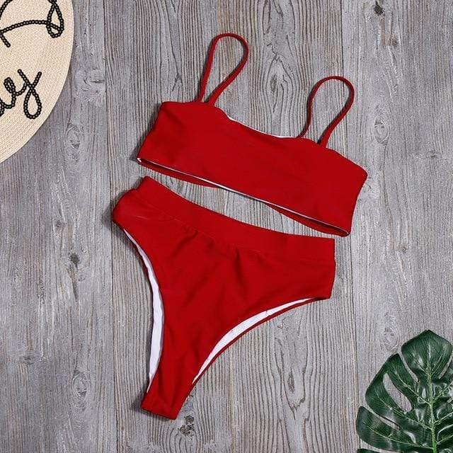 Minimalism Le Solid Swimwear High Waist Bikini Set New Brazilian Women Bikinis Swimsuit Female Bathing Suit Sexy Beach Wear AExp