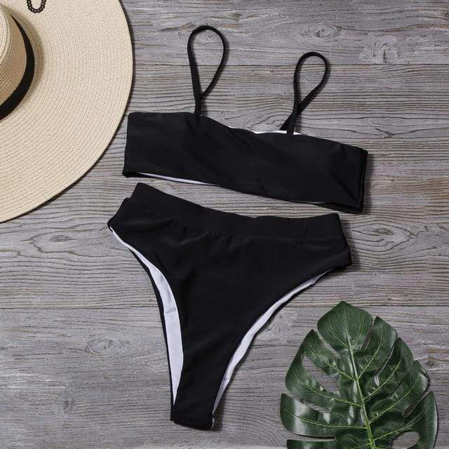 Minimalism Le Solid Swimwear High Waist Bikini Set New Brazilian Women Bikinis Swimsuit Female Bathing Suit Sexy Beach Wear AExp