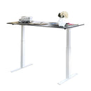 Minimalist Metallic Desk With Height Adjustable Function, Large, White & Black-Desk-White & Gray-Metal-JadeMoghul Inc.