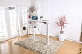 Minimalist Metallic Desk With Height Adjustable Function, Small, White-Desk-White-Metal-JadeMoghul Inc.