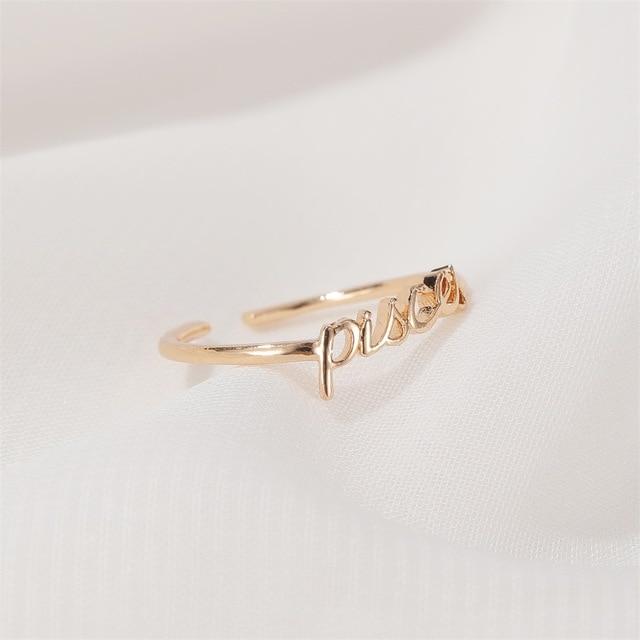 Minimalist thin Open Gold 12 Star Signs Finger Rings Birthday Friendship Jewelry Gift  Personality Custom Zodiac Rings For Women AExp