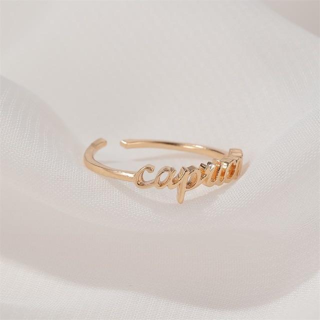 Minimalist thin Open Gold 12 Star Signs Finger Rings Birthday Friendship Jewelry Gift  Personality Custom Zodiac Rings For Women AExp