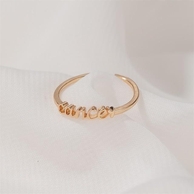 Minimalist thin Open Gold 12 Star Signs Finger Rings Birthday Friendship Jewelry Gift  Personality Custom Zodiac Rings For Women AExp
