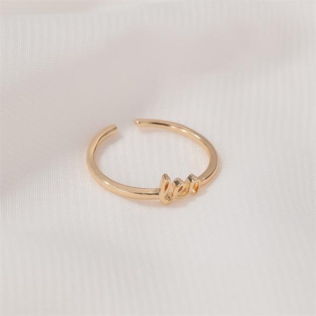 Minimalist thin Open Gold 12 Star Signs Finger Rings Birthday Friendship Jewelry Gift  Personality Custom Zodiac Rings For Women AExp