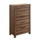 Minimalistic Designed 5- Drawer Chest, Rustic Natural Brown-Storage Chests-Brown-Solid Wood Wood Veneer & Others-JadeMoghul Inc.