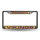 Cadillac License Plate Frame Minnesota Vikings Black Laser Chrome Frame