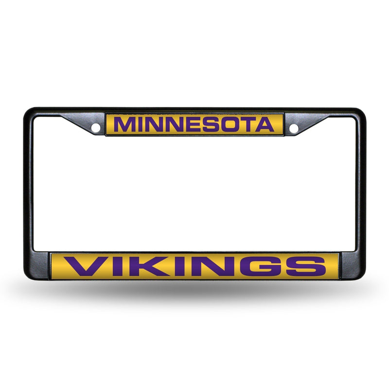 Cadillac License Plate Frame Minnesota Vikings Black Laser Chrome Frame