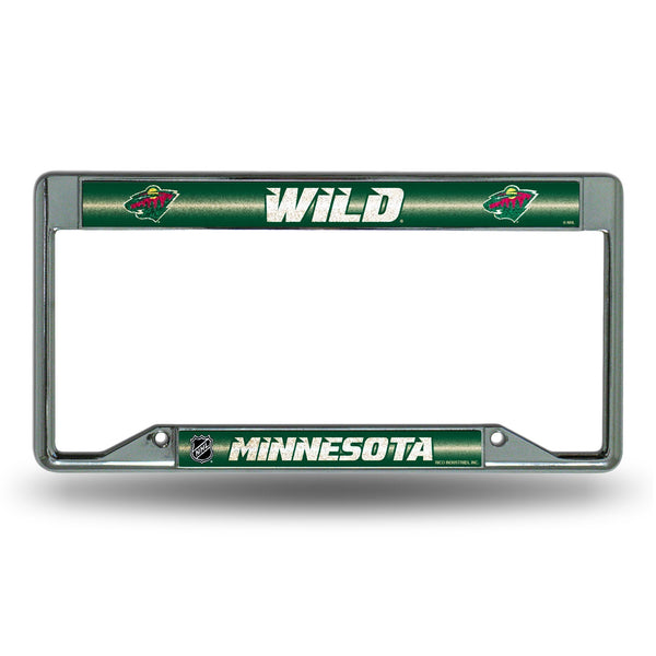 Vehicle License Plate Frames Minnesota Wild Inverted Bling Chrome Frame