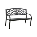 Minot Slated Seat Patio Bench, Black-Outdoor Benches-Black-Metal-JadeMoghul Inc.