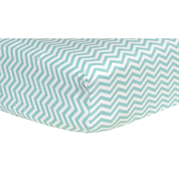 Mint Chevron Deluxe Flannel Fitted Crib Sheet-CHEV-JadeMoghul Inc.