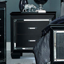 Mirror Accented Wooden Night Stand With 2 Drawer, Black-Nightstand-Black-Wood And Metal-JadeMoghul Inc.