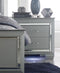 Mirror Accented Wooden Night Stand With 2 Drawer, Gray-Nightstand-Silver gray-Wood And Metal-JadeMoghul Inc.