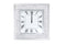 Mirror Framed Wooden Analog Wall Clock With Crystal Accents, White-Mirrors-White-Clock Mirror Faux Rhinestones Engineered Wood-JadeMoghul Inc.