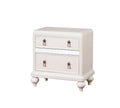 Mirror Trim Accented Solid Wood Night Stand With Felt-Lined Drawers, White-Nightstand-White-Solid Wood Metal Glass-JadeMoghul Inc.