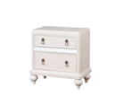 Mirror Trim Accented Solid Wood Night Stand With Felt-Lined Drawers, White-Nightstand-White-Solid Wood Metal Glass-JadeMoghul Inc.