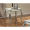 Mirror Trim Square End Table With Wooden Cabriole Legs, Champagne Silver-Side and End Tables-Silver-Wood Mirror-JadeMoghul Inc.