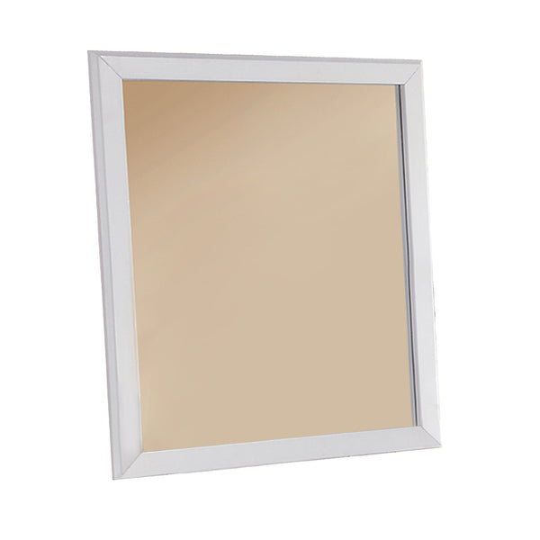 Mirror With Pine Wood Framing, White-Wall Mirrors-White-Pine Wood Particle Board MDF Birch Veneer-JadeMoghul Inc.